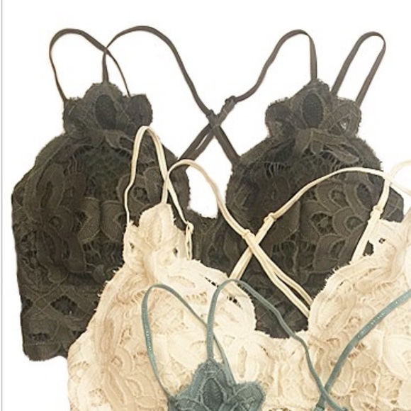 Last 2 Crochet lace bralette in dark green - Picture 2 of 3